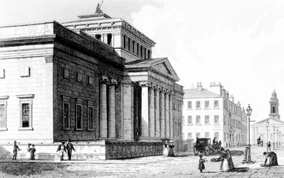 The Royal Institution, Manchester, graverad av Richard Winkles, c.1836