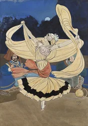 Knivdansare (gouache)