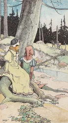 The Babes in the wood, ca 1900 (akvarell & penna & bläck på papper)