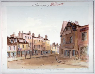 Utsikt över byn Walworth, Southwark, från norra ingången, London, 1825