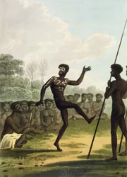 Dansen, aboriginer från New South Wales, graverad av Matthew Dubourg (fl.1813-1820), pub. 1813