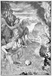 "Beowulf hittar huvudet av Aschere", 1910.