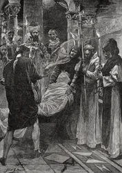 Begravningen av kung Ethelbert av Kent, från boken "The Church of England: A History for the People", publicerad ca 1910