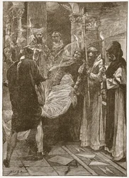Begravningen av kung Ethelbert av Kent, illustration från 