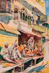 Arbetare i en indisk basar, 1913