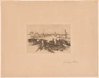 Hamn med pråmar