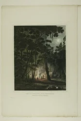 View By Moonlight, nära Fayetteville, platta tre av det andra numret av pittoreska vyer av amerikanskt landskap