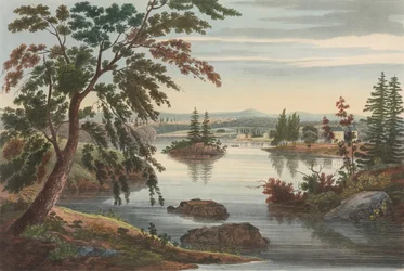 Utsikt nära Fort Miller nr 10 ändrades senare till nr 9 i Hudson River Portfolio, 1822.