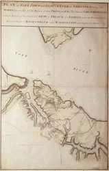 Brittisk karta över belägringen av Yorktown, 1781