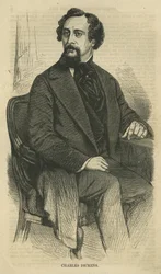Charles Dickens, graverad av Bobbett-Hooper, från Harpers New Monthly Magazine, ca 1864.