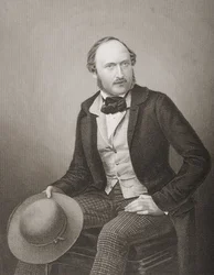H.K.H. Prins Albert (1819-61), Storbritanniens och Irlands prinsgemål, graverad av D.J. Pound efter ett fotografi, från "The Drawing-Room of Eminent Personages, Volume 2", utgiven i London 1860.