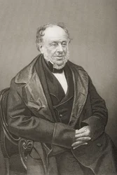James Brownlow William Gascoigne-Cecil (1791-1868) 2:a markisen av Salisbury, graverad av D.J. Pund från ett fotografi, från The Drawing-Room of Eminent Personages, Volym 2, publicerad i London, 1860