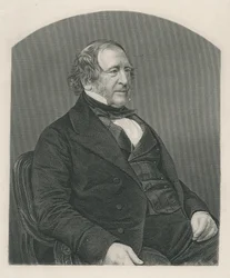 John Campbell, 1st Baron Campbell of St. Andrews, graverad av D.J. Pound från ett fotografi, från "The Drawing-Room of Eminent Personages, Volume 2", 1860.