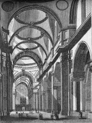 Interiör av St. Pauls, med blick österut, 1835, 1845