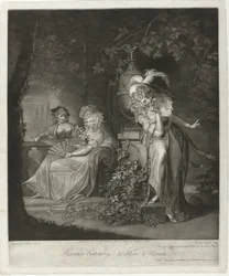 Hero och Ursula hörs av Beatrice Beatrice lyssnar på Hero, & Ursula (titel på objekt)