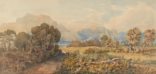 Landskap med flod och berg