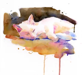 Snowball sleeping, 2014, (akvarell)