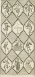 Betley Glass Window - Morris Dancers: gravyr, nd [1751-1790]