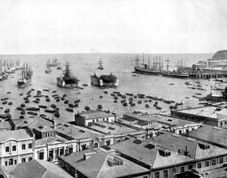 Valparaisos hamn, Chile, 1893.
