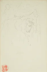 Achilles och Xanthus, från La Farge folios #849 och #860, en av 42 teckningar