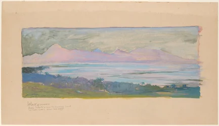 Ön Moorea sedd över sundet från Tahiti, januari 1891