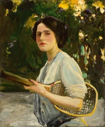 Eileen Lavery håller ett tennisracket