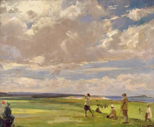 Lady Astor spelar golf på North Berwick (olja på duk)