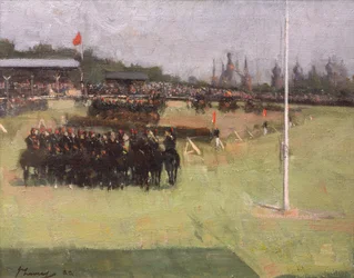 15:e husarregementets musikaliska ritt under militärturneringen vid den internationella utställningen i Glasgow 1888