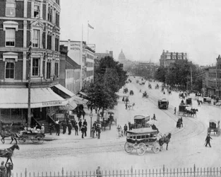 Washington l Avenue Pensylvania foto av John Lawson Stoddard (1850 1931) Resenär och konferensdeltagare Utbildningspublikation för -Chicago (s/v foto)