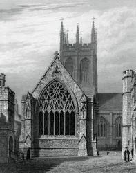 Merton College Chapel, från fyrkanten, Oxford, 1834.