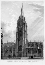 Tornet och spiran av Saint Marys Church, Oxford, 1833.