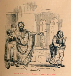 Gäldenär och borgenär - Beslag av varor för en skuld, 1852