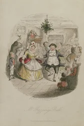 Mr Fezzywigs Ball, illustration från A Christmas Carol av Charles Dickens (1812-1870), pub.1843 (handfärgad gravyr)