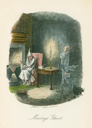 Scen från A Christmas Carol av Charles Dickens, 1843