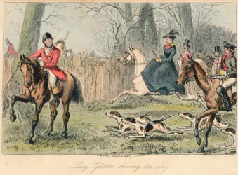 Lucy Glitters visar vägen, 1865. Konstnärer: John Leech, Hablot Knight Browne.