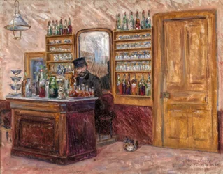M. Baudy bakom sitt skrivbord på Hotel Baudy, 1888.