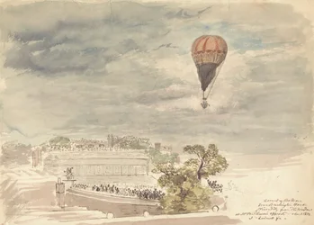 Uppstigning av ballong från Burlington House, Piccadilly, från fönstret på Mr. B. Palmer