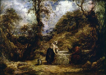 Kristus och den sumeriska kvinnan vid brunnen (olja på panel)