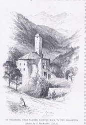 Vid Welsberg, nära Cadore, med en blick tillbaka till Dolomiterna, från The Magazine of Art 1893, Cassell and Company