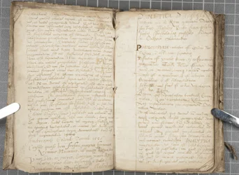 Föreläsningsanteckningar om dialektik, ca 1584-86 (penna och bläck på papper i bunden volym)