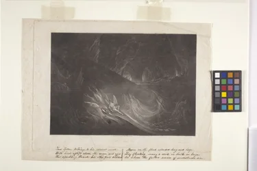 Satan på den brinnande sjön (mezzotint)