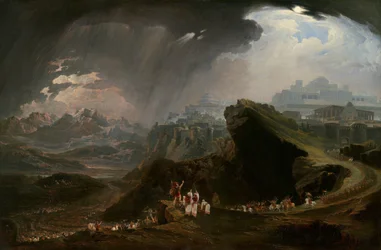 Joshua befaller solen att stå stilla på Gibeon