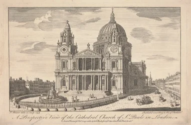 En perspektivvy av Cathedral Church of St. Pauls i London