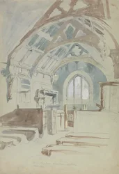 Interiör av Rag Chapel, Sir Robert Vaugns Place, North Wales