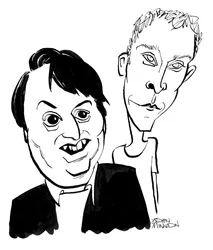 Robert Webb och David Mitchell - karikatyr av John Minnion