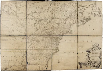 En karta över de brittiska och franska dominionerna i Nordamerika av Mitchell
