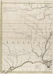 En karta över de brittiska och franska dominionerna i Amerika, 1756 (gravyr med konturfärg på papper)
