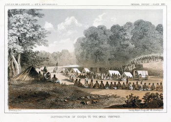 Distribution av varor till Gros Ventres, pub. 1860