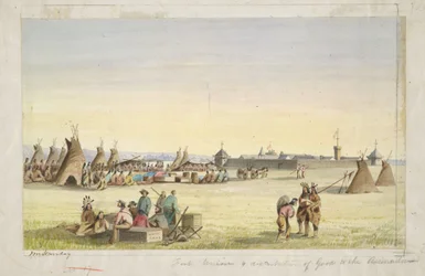 Fort Union och utdelning av varor till assiniboinerna