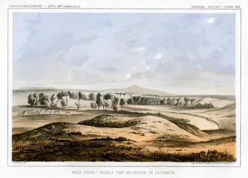 Milk River, med Bears Paw Mountain i fjärran, Montana, USA, 1856.
